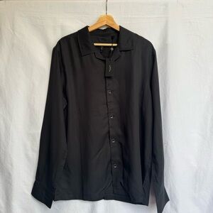 Rag & Bone Alan LS Shirt Men Large Button Up Long Sleeve Viscose Black NEW